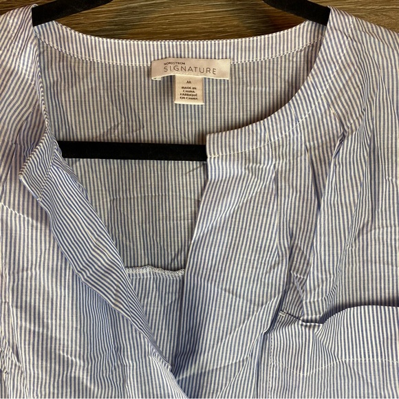Nordstrom Blue Feather Claudette Stripe Cotton Blouse NWT Size M - Picture 4 of 9